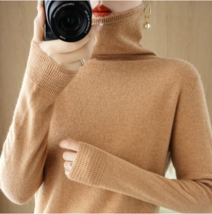 Pullover Slim Knit Sweater Versatile Turtleneck Bottoming Sweater-6