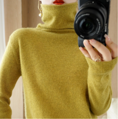 Pullover Slim Knit Sweater Versatile Turtleneck Bottoming Sweater-8