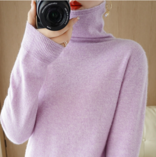 Pullover Slim Knit Sweater Versatile Turtleneck Bottoming Sweater-9