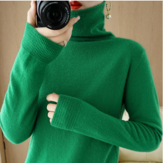 Pullover Slim Knit Sweater Versatile Turtleneck Bottoming Sweater-10