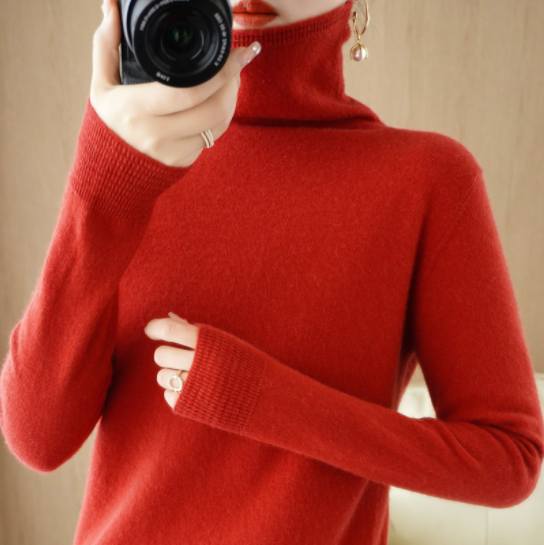 Pullover Slim Knit Sweater Versatile Turtleneck Bottoming Sweater-11