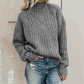 Ladies Turtleneck Twist Knit Sweater-2