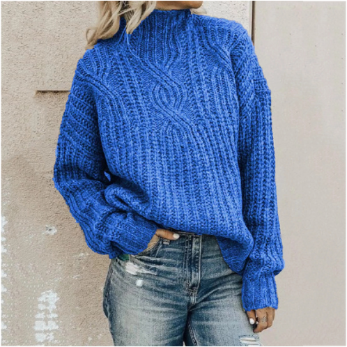 Ladies Turtleneck Twist Knit Sweater-4