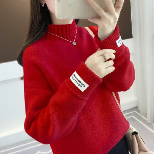 Loose imitation mink down turtleneck thickened bottoming sweater-2