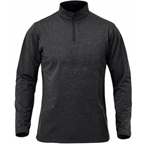 Men's Long Sleeve Quick Dry Sports Running Pullover Half Zipper Solid Color Breathable T-Shirt-4