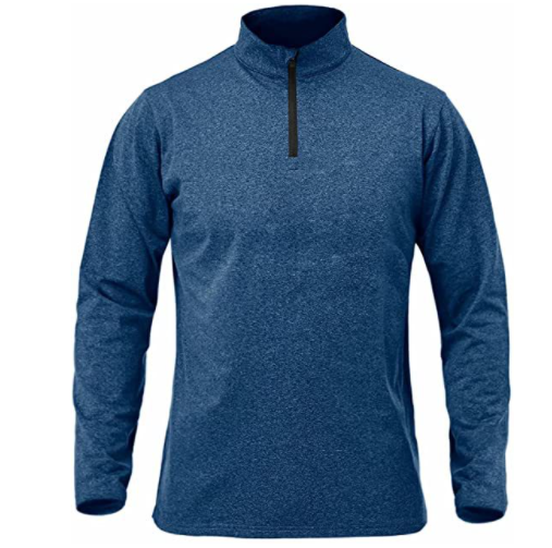 Men's Long Sleeve Quick Dry Sports Running Pullover Half Zipper Solid Color Breathable T-Shirt-5