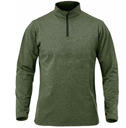 Men's Long Sleeve Quick Dry Sports Running Pullover Half Zipper Solid Color Breathable T-Shirt-6