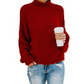 Hot Sale - Loose Solid Color Large Size Turtleneck Sweater-9