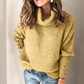 Ladies Loose Turtleneck Button Knit Sweater-3