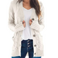 Women's Long Sleeve Cable Knit Sweater Open Front Cardigan Button Down Outerwear
