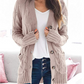 Women's Long Sleeve Cable Knit Sweater Open Front Cardigan Button Down Outerwear-9