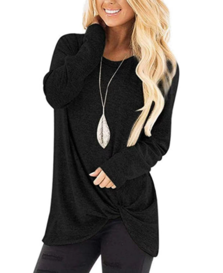 Women's Tunic Tops Solid Color Long Sleeve Soft and Comfortable T-Shirt-2