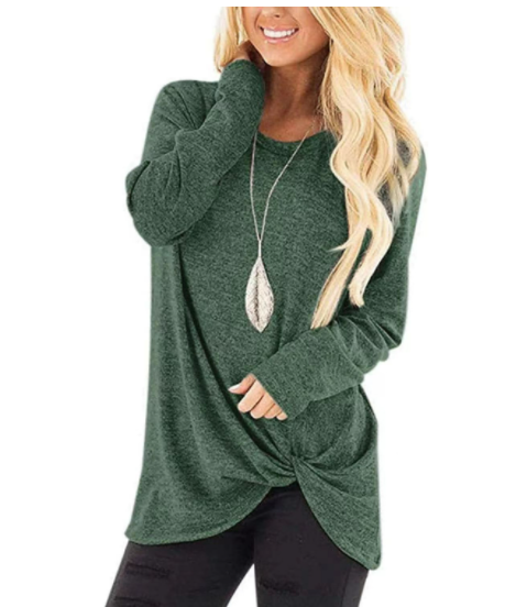 Women's Tunic Tops Solid Color Long Sleeve Soft and Comfortable T-Shirt-3