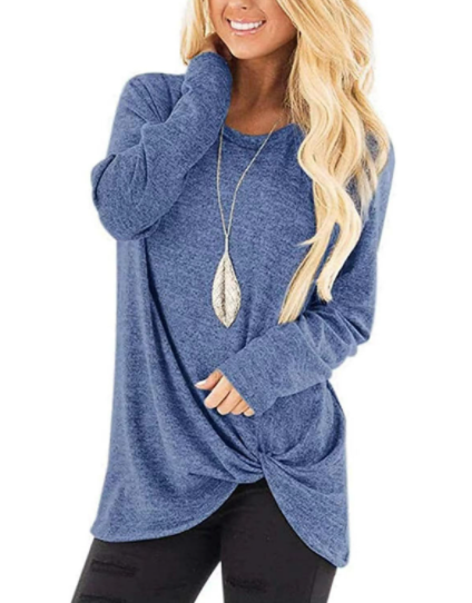 Women's Tunic Tops Solid Color Long Sleeve Soft and Comfortable T-Shirt-7