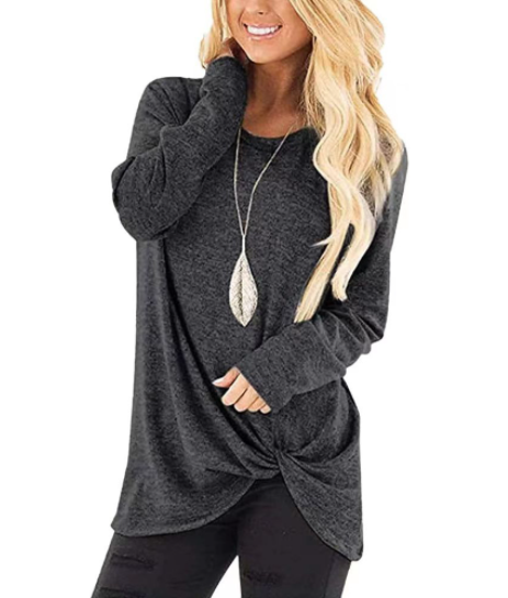 Women's Tunic Tops Solid Color Long Sleeve Soft and Comfortable T-Shirt-10