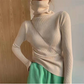 Ladies Pile Collar Slim Soft Warm Pullover Sweater-3