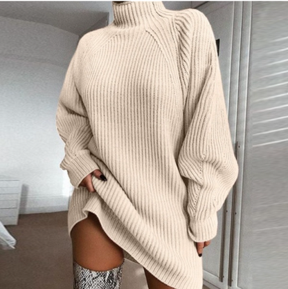 🔥Promoção🔥de Natal Mulheres Turtleneck Chunky Long Sleeve Loose Sweater Dress