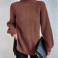 🔥Osta 2 ilmainen toimitus.🔥Puuvillan kilpikonnakaula Raglan hiha Split Hem-sweater(50% OFF)