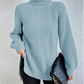 🔥Køb 2 gratis forsendelse🔥Cotton Turtleneck Raglan Sleeve Split Hem Sweater (50% RABAT)
