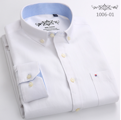 Men's Oxford Plaid Stripe Button Down Collar Shirt-1