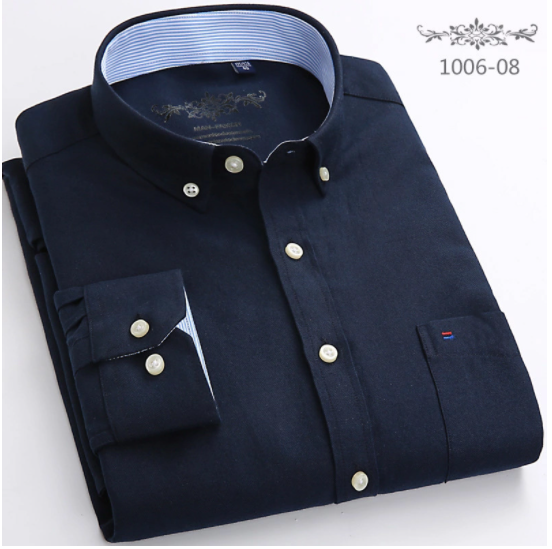 Men's Oxford Plaid Stripe Button Down Collar Shirt-4
