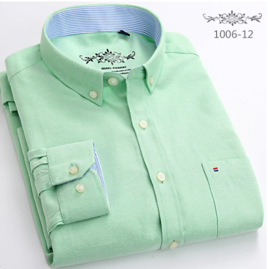 Men's Oxford Plaid Stripe Button Down Collar Shirt-7