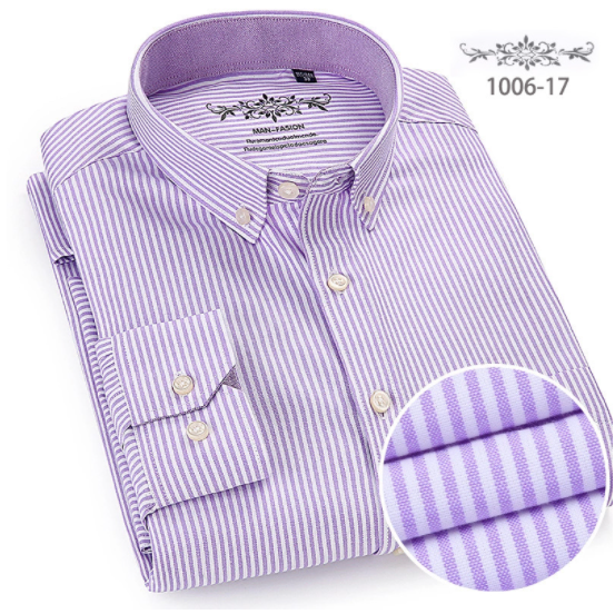 Men's Oxford Plaid Stripe Button Down Collar Shirt-8