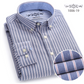 Men's Oxford Plaid Stripe Button Down Collar Shirt-9