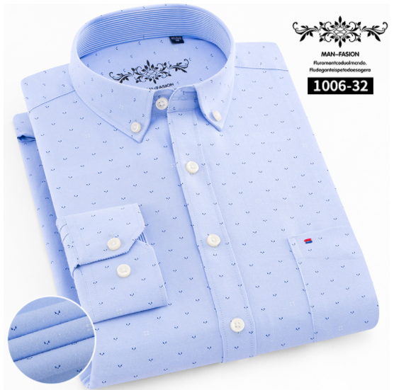 Men's Oxford Plaid Stripe Button Down Collar Shirt-10
