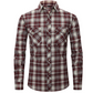 Men's Plaid Flannel Lapel Long Sleeve Shirt-8