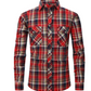 Men's Plaid Flannel Lapel Long Sleeve Shirt-11