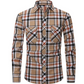 Men's Plaid Flannel Lapel Long Sleeve Shirt-13