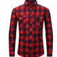 Men's Plaid Flannel Lapel Long Sleeve Shirt-14