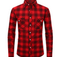 Men's Plaid Flannel Lapel Long Sleeve Shirt-15