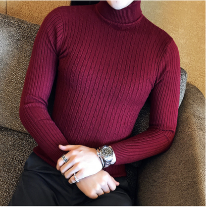 Men's Turtleneck Slim Casual Pullover Sweater-4