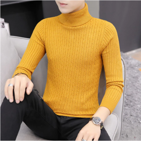 Men's Turtleneck Slim Casual Pullover Sweater-3