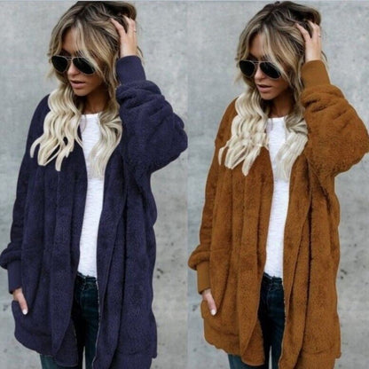 🔥Christmas hot sale 50% off🔥Women's Winter Plush Hoodie Cardigans with Pockets