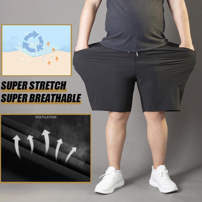 Men's Plus Size Ice Silk Stretch Shorts-2