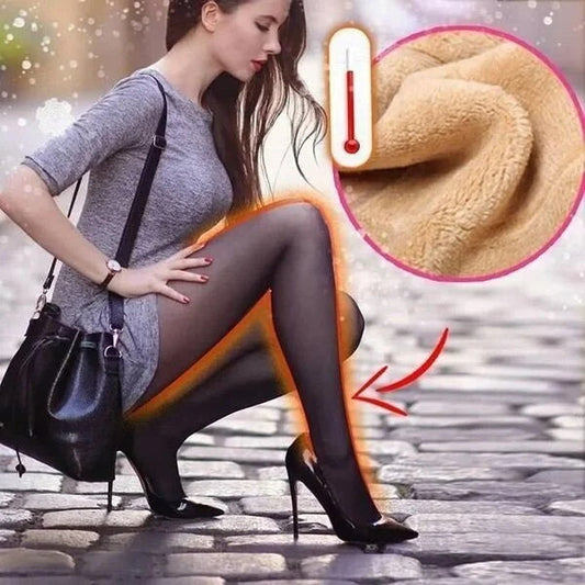 🔥2023 VENTE chaude d'hiver🔥Fausses jambes sans faille Translucide chaud en peluche doublée de collants élastiques