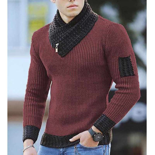 Sista dagen 50% OFF Män Gentlemen Sticka Turtleneck Sweater Etnisk Style Pullover
