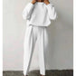 🔥Son gün promosyonu% 50 indirim🔥Kadın Takım Elbise Tarzı Uzun Kollu Tişört ve Kırpılmış Pantolon 2 Parça Set