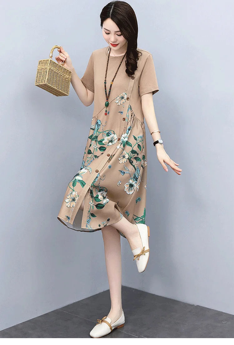 High-end Cotton and Linen Dress-3