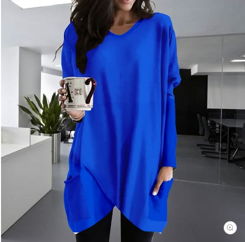 Comfortable Solid Color Loose Casual Long Sleeve T-Shirt-14