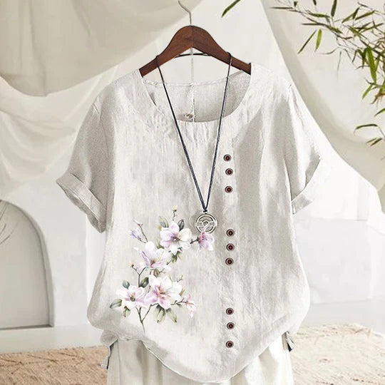 Floral Cotton Linen Shirt-5