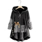 ✨Christmas 65% Off Sale✨ Plus Size Hoodie Cat Causal Long Sleeve Coat