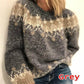 Women's Casual Loose Thick Needles Jacquard Sweater-3