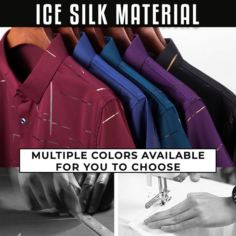Men's Ice Silk Casual Bronzing Printed Shirt-2