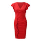 Kadınlar için uzun kot elbiseler rahat yaz kolsuz askısız kadın gömlek elbise-kırmızı
