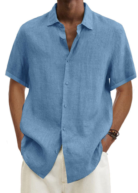 Short-sleeved linen shirts summer 2022-5