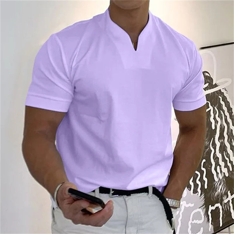 2022 Men Gentlemans Business Short Sleeve Fitness T-shirt-4